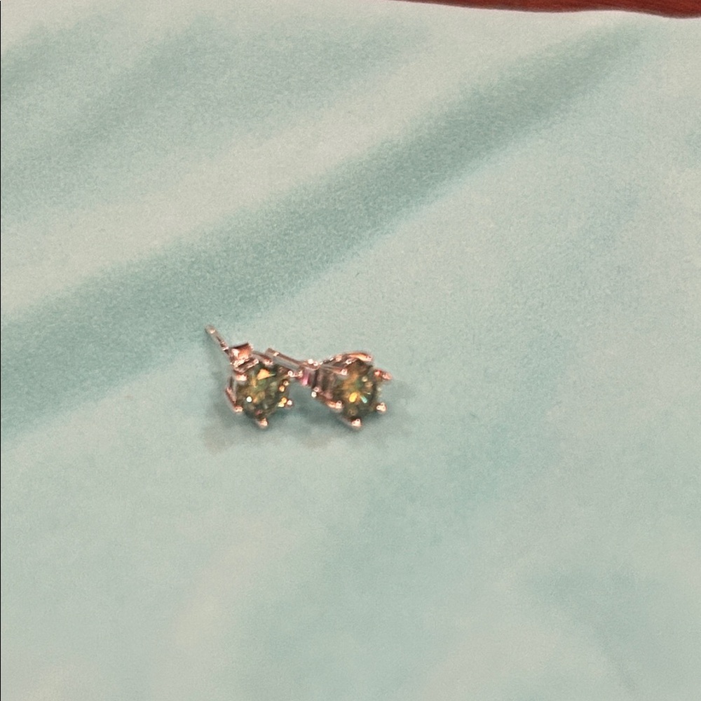 Elegant Silver and Green Stud Earrings